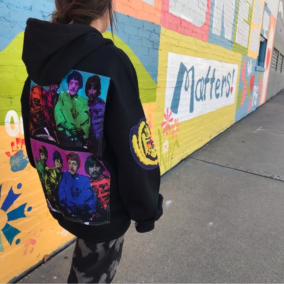 Beatles Upcycled custom hoodie unisex - Picture 3 of 5